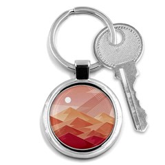 Mountains Sunset Landscape Nature Key Chain (round) by Cemarart