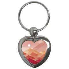 Mountains Sunset Landscape Nature Key Chain (heart) by Cemarart