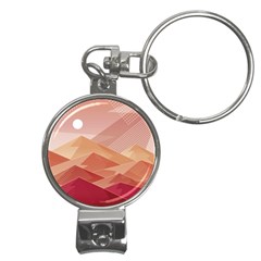 Mountains Sunset Landscape Nature Nail Clippers Key Chain by Cemarart