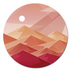 Mountains Sunset Landscape Nature Magnet 5  (round) by Cemarart