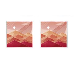 Mountains Sunset Landscape Nature Cufflinks (square) by Cemarart