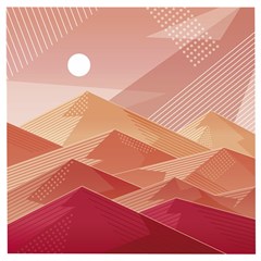 Mountains Sunset Landscape Nature Wooden Puzzle Square by Cemarart