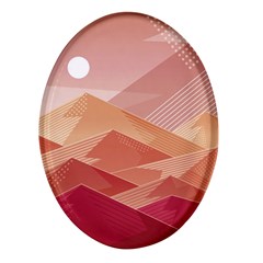 Mountains Sunset Landscape Nature Oval Glass Fridge Magnet (4 Pack) by Cemarart