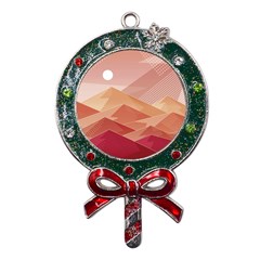 Mountains Sunset Landscape Nature Metal X mas Lollipop With Crystal Ornament by Cemarart