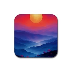 Valley Night Mountains Rubber Coaster (square) by Cemarart