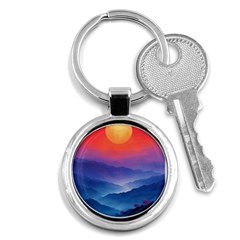 Valley Night Mountains Key Chain (round) by Cemarart