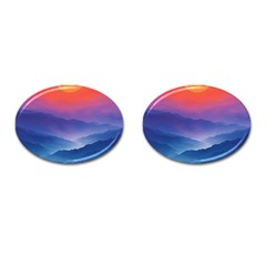 Valley Night Mountains Cufflinks (oval) by Cemarart