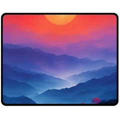 Valley Night Mountains Fleece Blanket (medium)