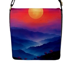 Valley Night Mountains Flap Closure Messenger Bag (l) by Cemarart