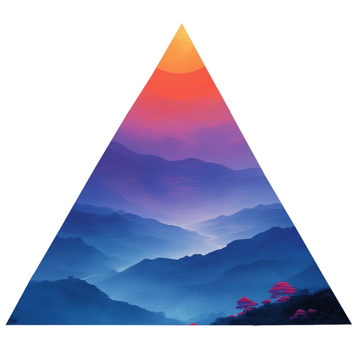 Valley Night Mountains Wooden Puzzle Triangle