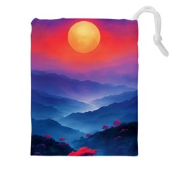 Valley Night Mountains Drawstring Pouch (5xl) by Cemarart