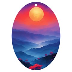 Valley Night Mountains Uv Print Acrylic Ornament Oval by Cemarart