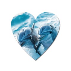 Dolphin Swimming Sea Ocean Heart Magnet by Cemarart