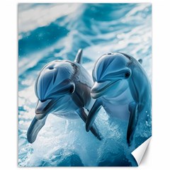 Dolphin Swimming Sea Ocean Canvas 16  X 20  by Cemarart