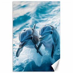 Dolphin Swimming Sea Ocean Canvas 24  X 36  by Cemarart