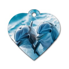 Dolphin Swimming Sea Ocean Dog Tag Heart (one Side) by Cemarart