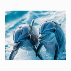 Dolphin Swimming Sea Ocean Small Glasses Cloth (2 Sides) by Cemarart