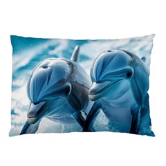 Dolphin Swimming Sea Ocean Pillow Case by Cemarart