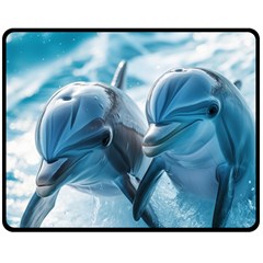 Dolphin Swimming Sea Ocean Two Sides Fleece Blanket (medium) by Cemarart