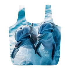 Dolphin Swimming Sea Ocean Full Print Recycle Bag (l) by Cemarart