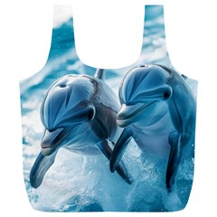 Dolphin Swimming Sea Ocean Full Print Recycle Bag (xl) by Cemarart