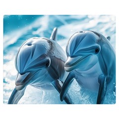 Dolphin Swimming Sea Ocean Two Sides Premium Plush Fleece Blanket (medium) by Cemarart