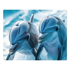 Dolphin Swimming Sea Ocean Two Sides Premium Plush Fleece Blanket (large) by Cemarart