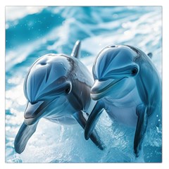 Dolphin Swimming Sea Ocean Square Satin Scarf (36  X 36 ) by Cemarart