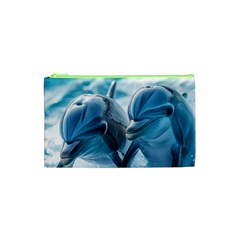 Dolphin Swimming Sea Ocean Cosmetic Bag (xs) by Cemarart