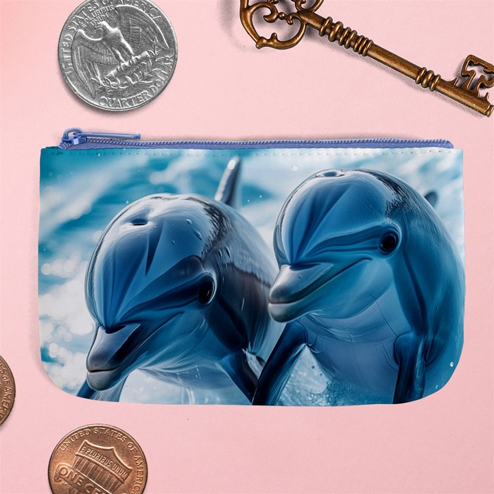 Dolphin Swimming Sea Ocean Large Coin Purse