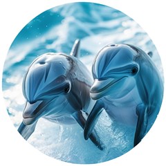 Dolphin Swimming Sea Ocean Wooden Puzzle Round by Cemarart