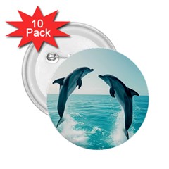 Dolphin Sea Ocean 2 25  Buttons (10 Pack)  by Cemarart