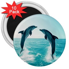 Dolphin Sea Ocean 3  Magnets (10 Pack)  by Cemarart