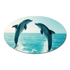 Dolphin Sea Ocean Oval Magnet by Cemarart