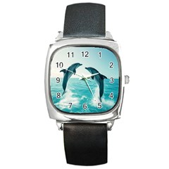 Dolphin Sea Ocean Square Metal Watch by Cemarart