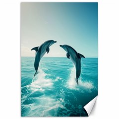 Dolphin Sea Ocean Canvas 24  X 36  by Cemarart