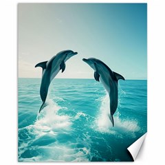 Dolphin Sea Ocean Canvas 11  X 14  by Cemarart