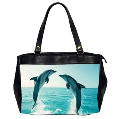 Dolphin Sea Ocean Oversize Office Handbag (2 Sides) by Cemarart