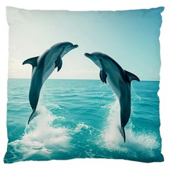 Dolphin Sea Ocean Large Cushion Case (one Side) by Cemarart