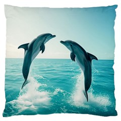 Dolphin Sea Ocean Standard Premium Plush Fleece Cushion Case (one Side) by Cemarart