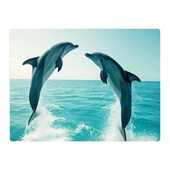 Dolphin Sea Ocean Two Sides Premium Plush Fleece Blanket (mini) by Cemarart