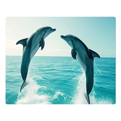 Dolphin Sea Ocean Two Sides Premium Plush Fleece Blanket (large) by Cemarart