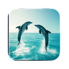 Dolphin Sea Ocean Square Metal Box (black)