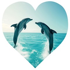 Dolphin Sea Ocean Wooden Puzzle Heart by Cemarart