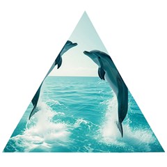 Dolphin Sea Ocean Wooden Puzzle Triangle by Cemarart