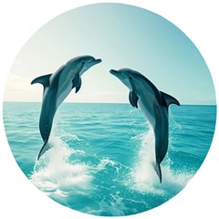 Dolphin Sea Ocean Wooden Puzzle Round by Cemarart