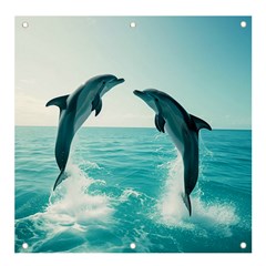 Dolphin Sea Ocean Banner And Sign 4  X 4  by Cemarart