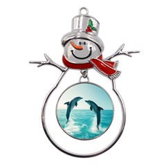 Dolphin Sea Ocean Metal Snowman Ornament by Cemarart