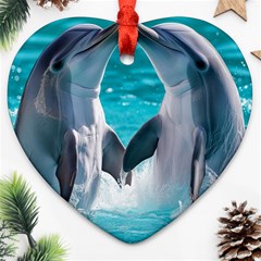 Dolphins Sea Ocean Ornament (heart) by Cemarart