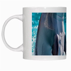 Dolphins Sea Ocean White Mug by Cemarart